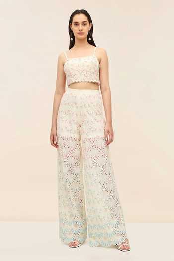 Tangerine Tiger Bubbi Oyster Crop Top & Palazzo Set 
