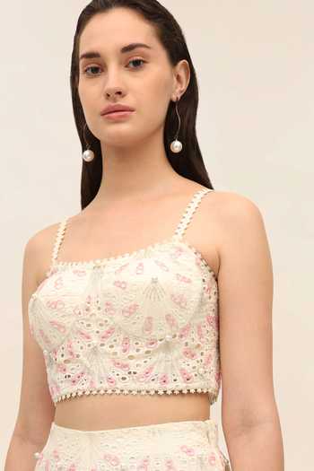 Shop Tangerine Tiger White Square Neck Bubbi Oyster Crop Top And Palazzo Set Online at Aza Fashions Shop_Tangerine Tiger_White Square Neck Bubbi Oyster Crop Top And Palazzo Set _Online_at_Aza_Fashions