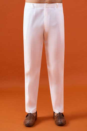 Shop_Arihant Rai Sinha_Green Terrycloth, Rayon, Viscose, Polyester Plain Sherwani And Trouser Set 