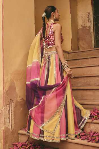 Ajiesh Oberoi Chamkili Kiran Embroidered Blouse Lehenga Set