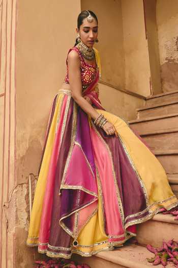 Ajiesh Oberoi Chamkili Kiran Embroidered Blouse Lehenga Set