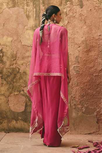 Ajiesh Oberoi Reshmi Embroidered Cape Kurta Set