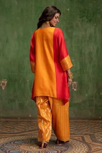 Am By Anita Mittal Guldaasta Silk Chanderi Kurta & Pant Set 