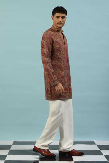 Dev Ki Raha_Multi Color Royal Mosaic Embroidered Kurta Set _Online_at_Aza_Fashions