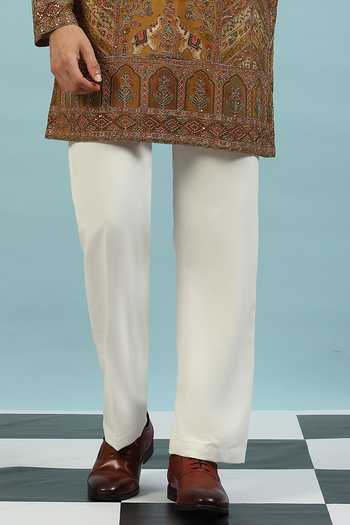 Dev Ki Raha_Yellow Chamak Embroidered Kurta Set _Online_at_Aza_Fashions