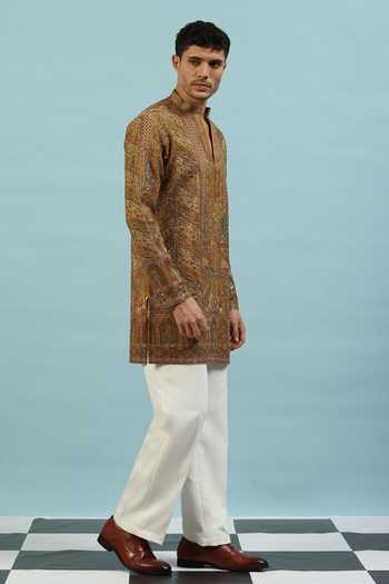 Buy_Dev Ki Raha_Yellow Chamak Embroidered Kurta Set _Online_at_Aza_Fashions