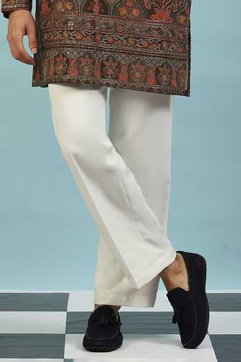 Dev Ki Raha_Grey Chamak Embroidered Ethnic Set _Online_at_Aza_Fashions