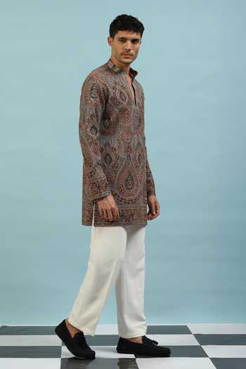 Buy_Dev Ki Raha_Slate Chamak Embroidered Kurta Set _Online_at_Aza_Fashions
