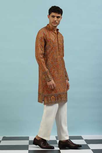 Dev Ki Raha_Yellow Chamak Embroidered Kurta Set _Online_at_Aza_Fashions