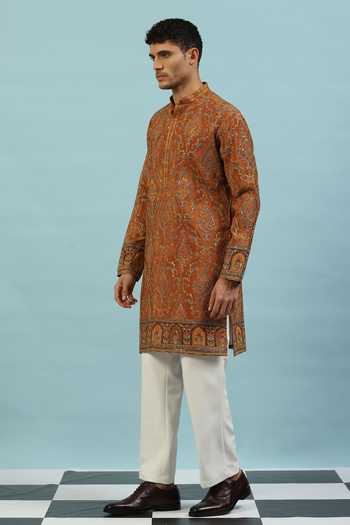 Buy_Dev Ki Raha_Yellow Chamak Embroidered Kurta Set _Online_at_Aza_Fashions