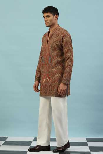 Buy_Dev Ki Raha_Red Chamak Embroidered Kurta Set _Online_at_Aza_Fashions