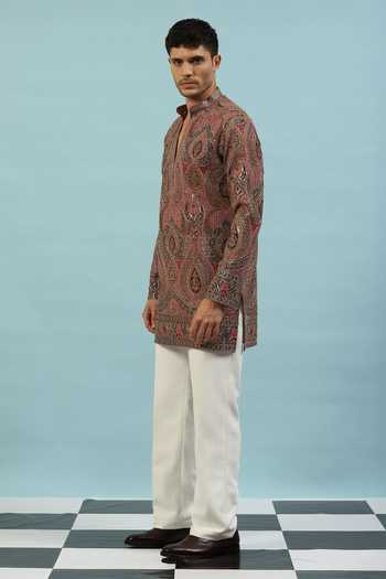 Dev Ki Raha_Pink Chamak Embroidered Kurta Set _Online_at_Aza_Fashions