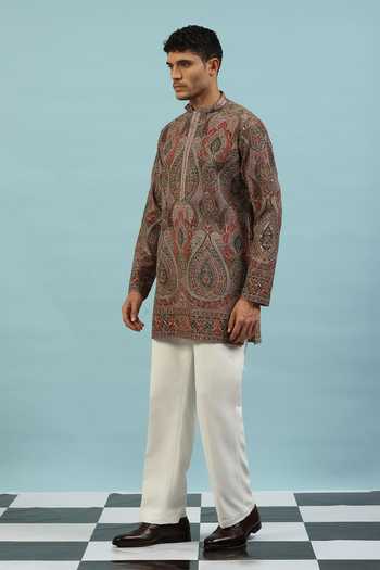 Buy_Dev Ki Raha_Pink Chamak Paisley Embroidered Kurta Set _Online_at_Aza_Fashions