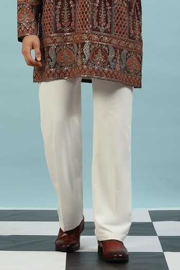 Dev Ki Raha_Brown Chamak Ornamental Embroidered Kurta Set _Online_at_Aza_Fashions
