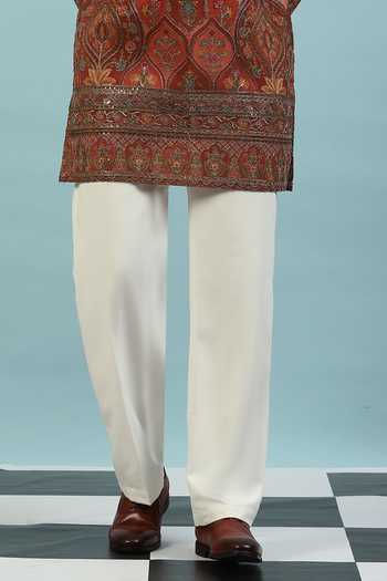 Dev Ki Raha_Brown Chamak Ornamental Embroidered Kurta Set _Online_at_Aza_Fashions