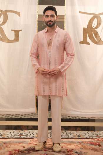 Runit Gupta Stripe Embroidered Kurta Set