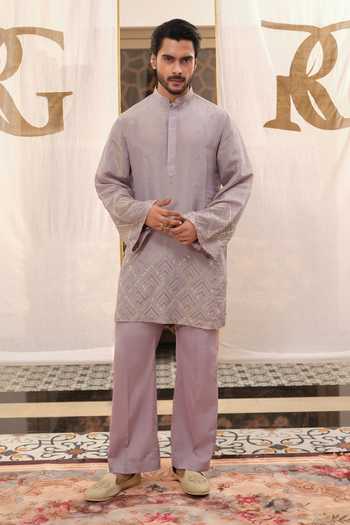 Runit Gupta Chevron Gota Work Kurta Set