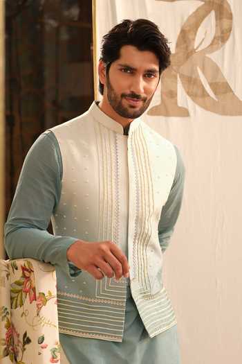 Runit Gupta Blue Ombre Gota Work Bundi