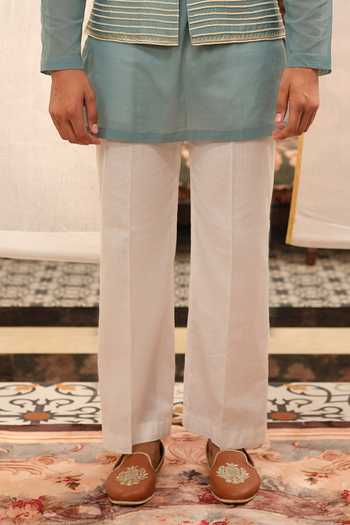 Buy Runit Gupta Blue Chanderi Silk, Georgette, Cotton, Linen Pearls, Gota Ombre Work Bundi Set Online at Aza Fashions Buy_Runit Gupta_Blue Chanderi Silk, Georgette, Cotton, Linen Pearls, Gota Ombre Work Bundi Set _Online_at_Aza_Fashions