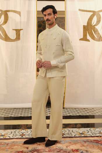 Buy Runit Gupta Ivory Chanderi Silk Embroidery Geometric Pipe Spike Bundi Online at Aza Fashions Buy_Runit Gupta_Ivory Chanderi Silk Embroidery Geometric Pipe Spike Bundi _Online_at_Aza_Fashions
