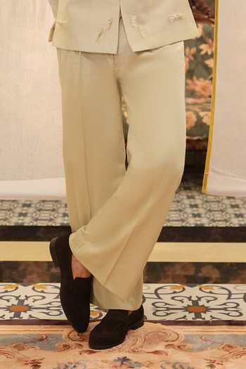 Shop_Runit Gupta_Ivory Chanderi Silk, Satin, Modal Pearls Geometric Pipe Spike Bundi Set _Online_at_Aza_Fashions
