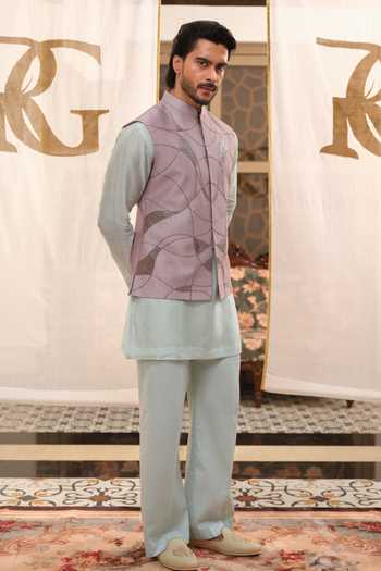 Shop Runit Gupta Purple Chanderi Silk Lavender Abstract Bundi Online at Aza Fashions Shop_Runit Gupta_Purple Chanderi Silk Lavender Abstract Bundi _Online_at_Aza_Fashions