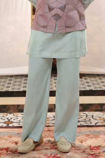 Buy_Runit Gupta_Purple Chanderi , Vegan Lavender Abstract Bundi Set _Online_at_Aza_Fashions