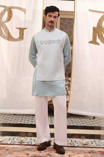 Runit Gupta Blue Modal, Satin Sequins Sanskari Bundi at Aza Fashions Runit Gupta_Blue Modal, Satin Sequins Sanskari Bundi _at_Aza_Fashions