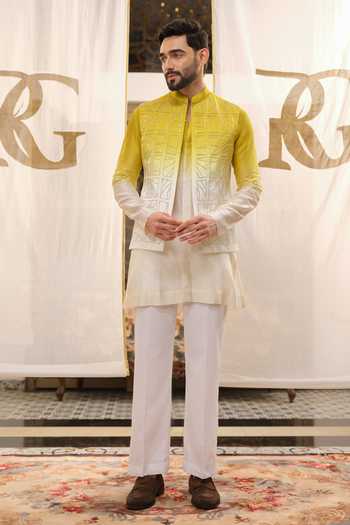 Runit Gupta Checks Contour Ombre Bundi Set