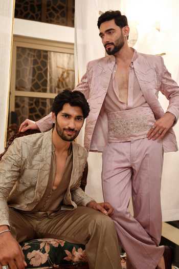 Runit Gupta Purple Modal, Satin, Georgette Carnival Crushed Jodhpuri Set at Aza Fashions Runit Gupta_Purple Modal, Satin, Georgette Carnival Crushed Jodhpuri Set _at_Aza_Fashions