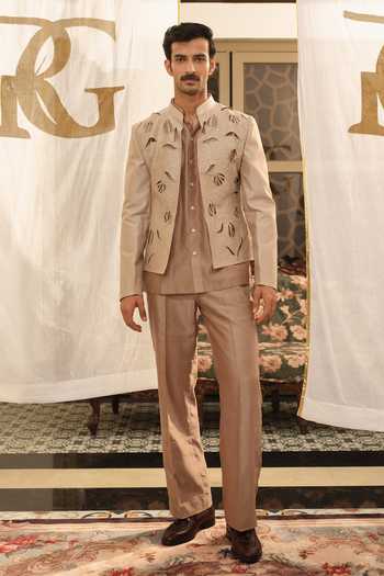 Runit Gupta Floral Cutwork Jodhpuri Set