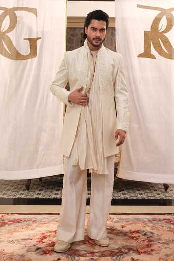 Runit Gupta Ivory Milan Embroidered Jacket Set