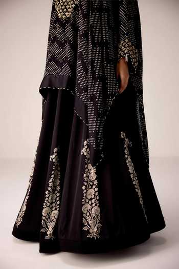 Buy Shyam Narayan Prasad Black Satin, Modal Scoop Neck Zardozi Embroidered Kaftan And Skirt Set Online at Aza Fashions Buy_Shyam Narayan Prasad_Black Satin, Modal Scoop Neck Zardozi Embroidered Kaftan And Skirt Set _Online_at_Aza_Fashions