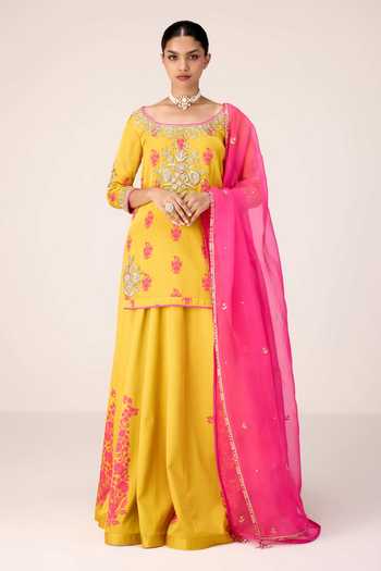 Shyam Narayan Prasad Zardozi & Printed Kurta Skirt Set
