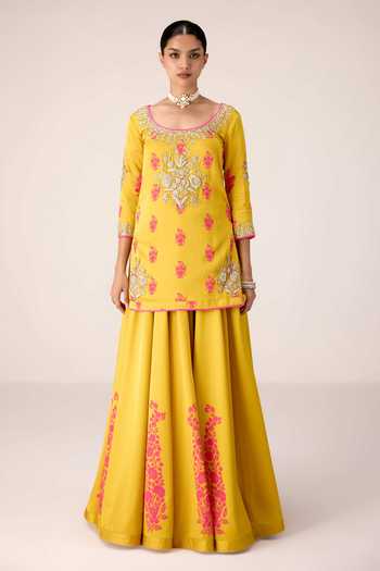 Shyam Narayan Prasad Zardozi & Printed Kurta Skirt Set