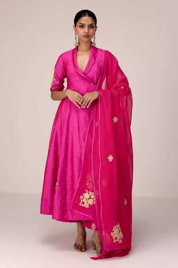 Shyam Narayan Prasad Applique Embroidered Angrakha Pant Set