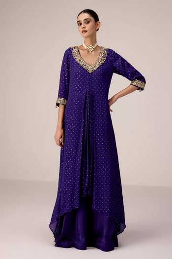 Shyam Narayan Prasad Zardozi Work Neck Kurta & Pant Set 