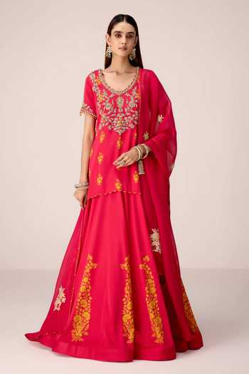 Shyam Narayan Prasad Printed & Embroidered Top Skirt Set
