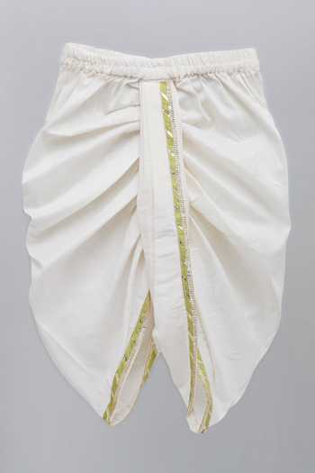 Shop_The Little Tales_Yellow Silk, Cotton Lace Pichwai Embroidered Angarkha Kurta Set _Online_at_Aza_Fashions