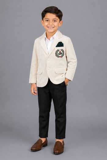 The Little Tales Merry Christmas Embroidered Velvet Blazer 