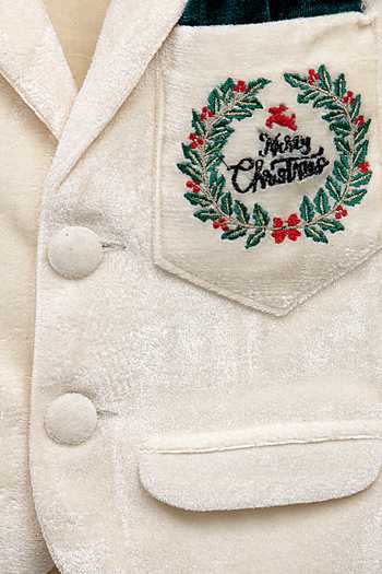 Buy The Little Tales Off White Velvet Merry Christmas Embroidered Blazer Online at Aza Fashions Buy_The Little Tales_Off White Velvet Merry Christmas Embroidered Blazer _Online_at_Aza_Fashions