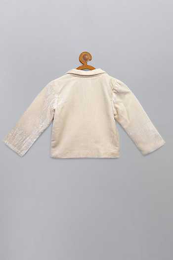 The Little Tales Off White Velvet Merry Christmas Embroidered Blazer at Aza Fashions The Little Tales_Off White Velvet Merry Christmas Embroidered Blazer _at_Aza_Fashions