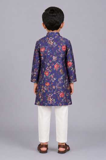 The Little Tales Floral Print Sherwani & Pyjama Set