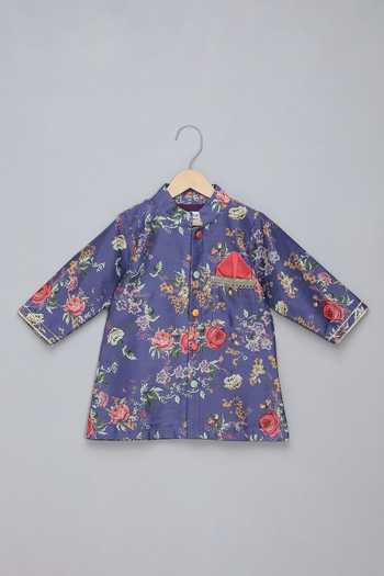 Shop The Little Tales Purple Silk, Cotton Floral Print Sherwani And Pyjama Set Online at Aza Fashions Shop_The Little Tales_Purple Silk, Cotton Floral Print Sherwani And Pyjama Set _Online_at_Aza_Fashions