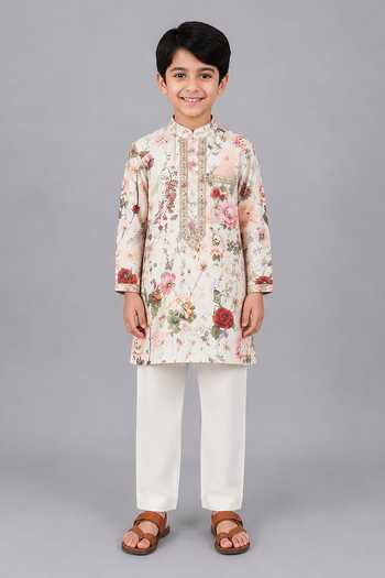 The Little Tales Floral Print Kurta & Pyjama Set 