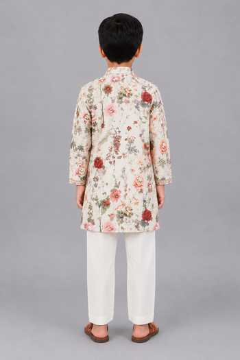 The Little Tales Floral Print Kurta & Pyjama Set 