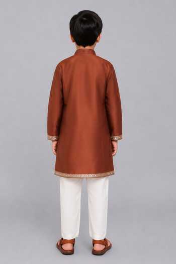 The Little Tales Chanderi Panelled Kurta Pyjama Set 