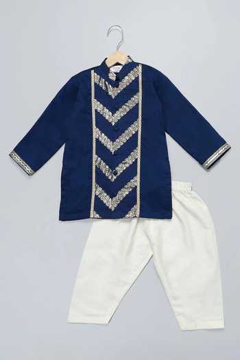 The Little Tales Diagonal Pattern Kurta & Pyjama Set 