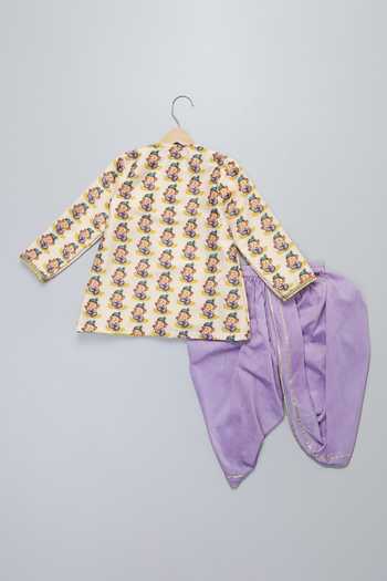 The Little Tales Ganesh Print Kurta & Dhoti Pant Set 