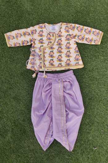 The Little Tales Ganesh Print Kurta & Dhoti Pant Set 